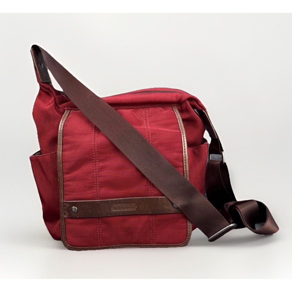 Ellington Crossbody Purse Bag‎ Red Nylon Canvas Leather Travel Organizer Medium